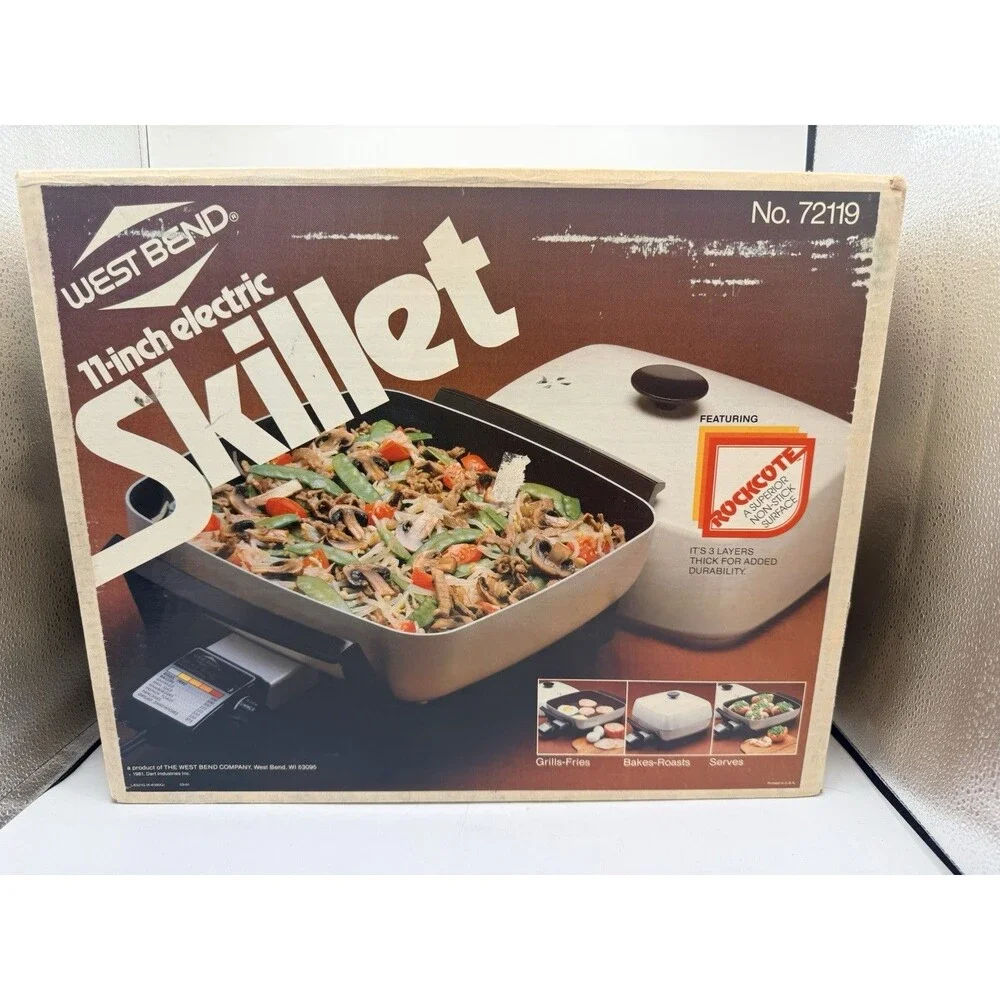 Vintage 1981 West Bend 11 Inch 11” Electric Skillet 72119 White - SEALED NEW
